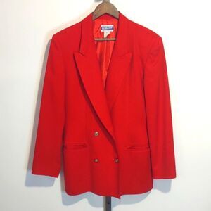Pendleton Red Virgin Wool Double Breasted Blazer with Golden Buttons Size 12 EUC